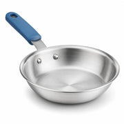 Glownary A3000 Series 8-Inch Aluminum Fry Pan with Natural Coating, Silicone Grip Handle, Commercial Grade, Silver, NSF Listed, 14.5-Inch Length