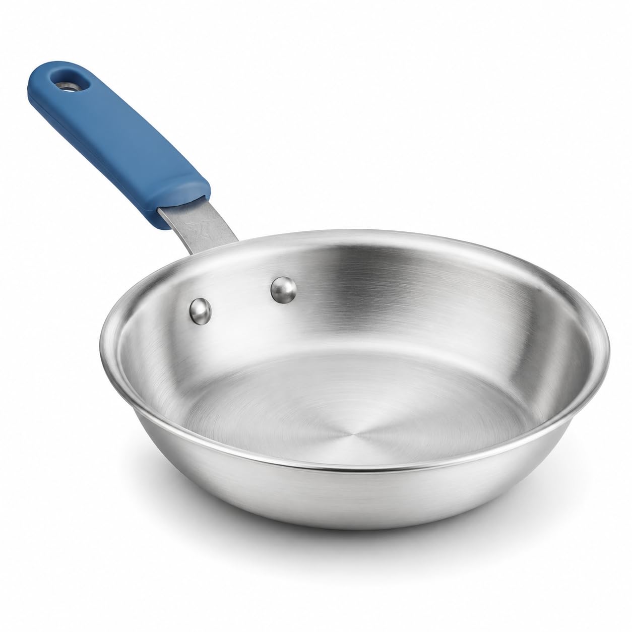 Glownary A3000 Series 8-Inch Aluminum Fry Pan with Natural Coating, Silicone Grip Handle, Commercial Grade, Silver, NSF Listed, 14.5-Inch Length