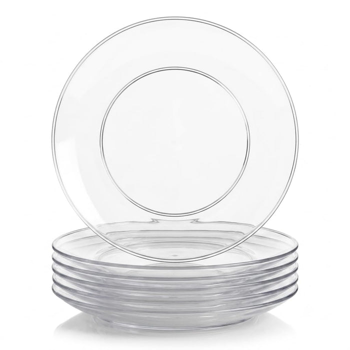 Glownary Coupe Clear Round Plastic Plates, 10 Inch, BPA Free, Recyclable, 120 Count, for Events and Weddings