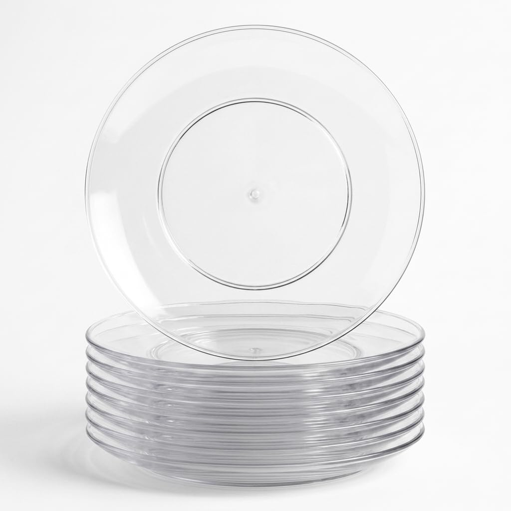 Glownary Coupe Round Plastic Plates, 6 Inch Clear, BPA Free, 150 Count, for Events and Weddings