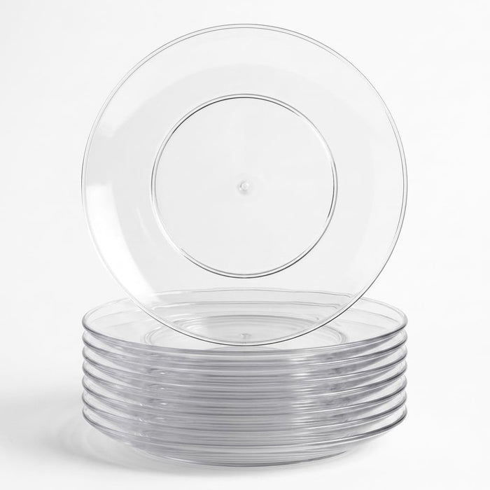 Glownary Coupe Round Plastic Plates, 6 Inch Clear, BPA Free, 150 Count, for Events and Weddings