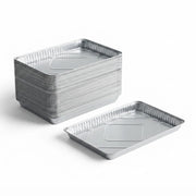 Glownary Rectangular Aluminum Foil Cake Pan, 17.5 x 12.875 x 1.25 Inches, Silver, Standard Duty, Disposable, Freezer and Oven Safe, 100 Count