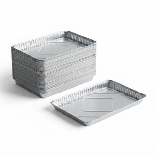 Glownary Rectangular Aluminum Foil Cake Pan, 17.5 x 12.875 x 1.25 Inches, Silver, Standard Duty, Disposable, Freezer and Oven Safe, 100 Count