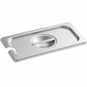 1/4 Size Stainless Steel Steam Table Pan Cover, Slotted Hotel Pan Lid, 10.5x6.5x1 Inch, Silver, Rectangle, Dishwasher Safe, Made in USA