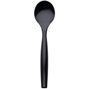 Glownary 10-Inch Black Plastic Disposable Serving Spoons, Sturdy Bowl Design, Smooth Handle, 6 Pack