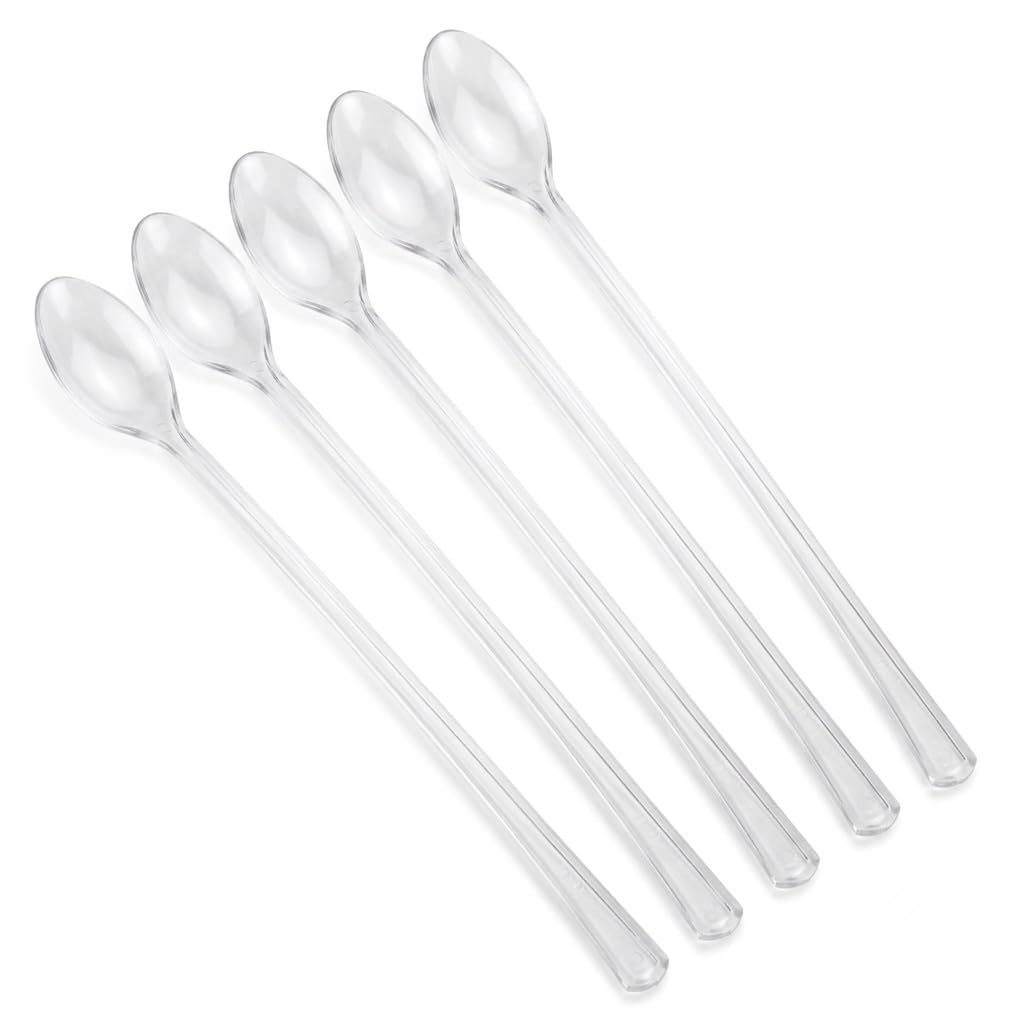 Glownary Clear Plastic Tasting Spoons, 6 Inch Length, Heavy Weight, BPA Free, Recyclable, 400 per Box for Sampling and Catering