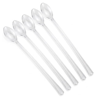 Glownary Clear Plastic Tasting Spoons, 6 Inch Length, Heavy Weight, BPA Free, Recyclable, 400 per Box for Sampling and Catering