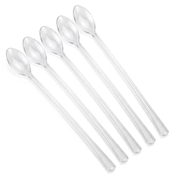 Glownary Clear Plastic Tasting Spoons, 6 Inch Length, Heavy Weight, BPA Free, Recyclable, 400 per Box for Sampling and Catering