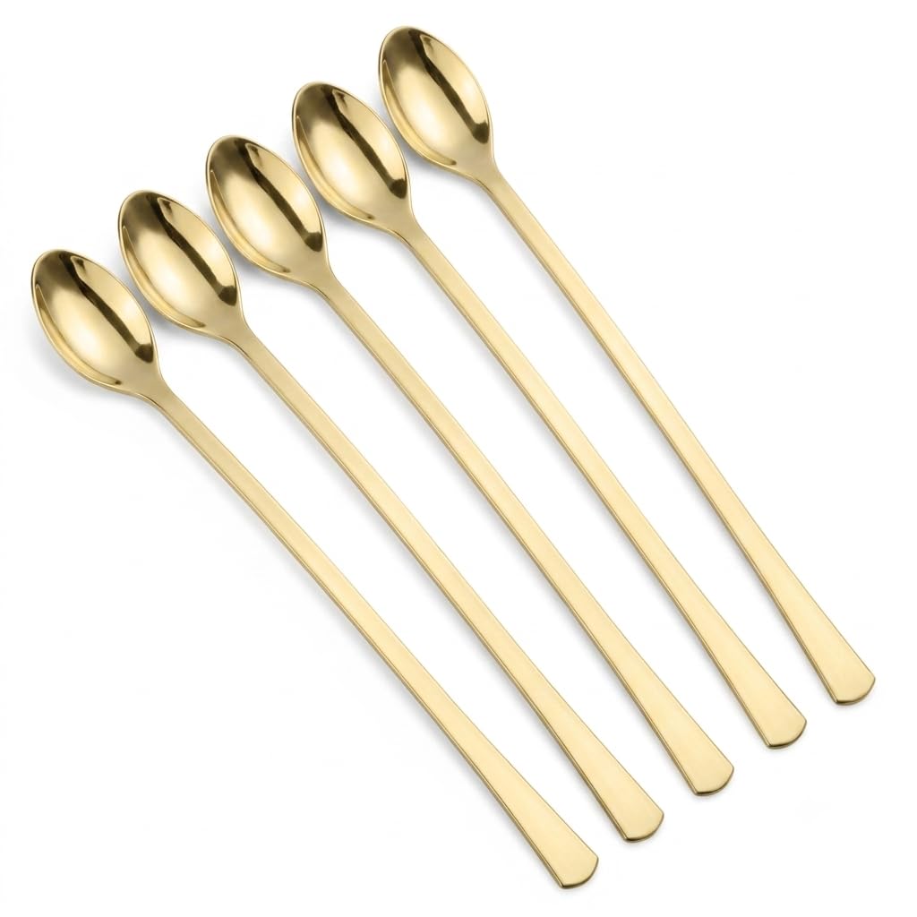 Glownary Gold Plastic Tasting Spoons, 6 Inch Length, Heavy Weight, BPA Free, Recyclable, 400 per Box