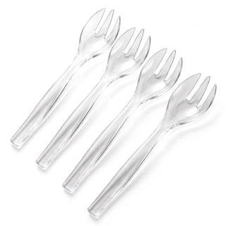 Glownary 10-Inch Clear Plastic Disposable Serving Fork, 3 Prongs, 72 Count Case for Catering, Events, Parties