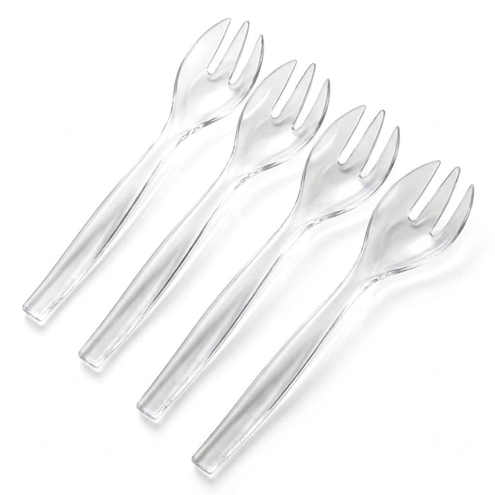 Glownary 10-Inch Clear Plastic Disposable Serving Fork, 3 Prongs, 72 Count Case for Catering, Events, Parties