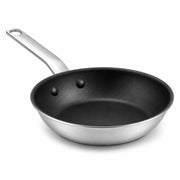 Glownary A3000 Series 8 Inch Aluminum Fry Pan with Non-Stick Eclipse Coating, Silver, Commercial Grade, Riveted Plated Handle, NSF Listed