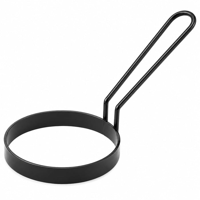 5 Inch Non-Stick Egg Ring with Gray Coated Handle, Steel Construction, Round Shape for Pancakes, Eggs, Burgers, Dishwasher Safe