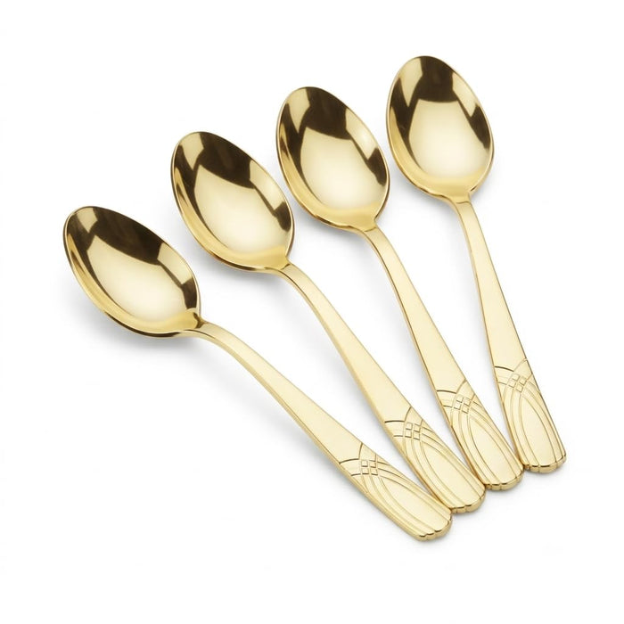 Glownary Skyline Heavy Weight Plastic Soup Spoons, 6 Inch, Gold, Elegant Design, 400 Count Case