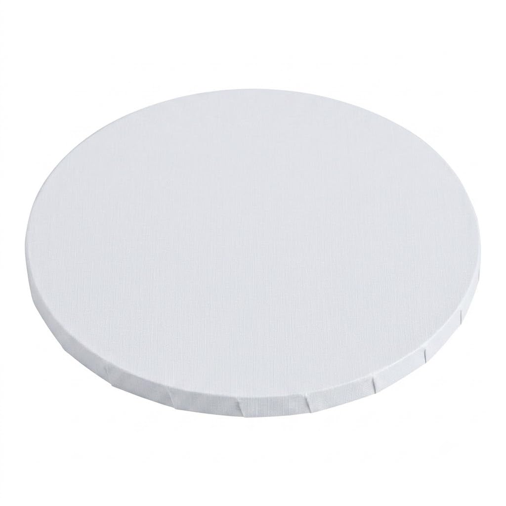 Round White Cake Drum, 12 Inch Diameter, 1/2 Inch Thick, Corrugated Cardboard, Grease-Resistant Surface, Foil-Wrapped, 12 Count