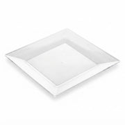 Glownary Square Clear Plastic Plates, 10 Inch, Polystyrene, Wide Rim, BPA Free, Disposable, for Events and Weddings, 10 Count