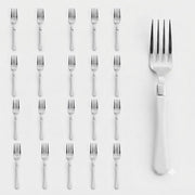 Glownary Empire Heavy Weight Plastic Fork, 7 Inch, White Handle, Silver Appearance, 20 Pack