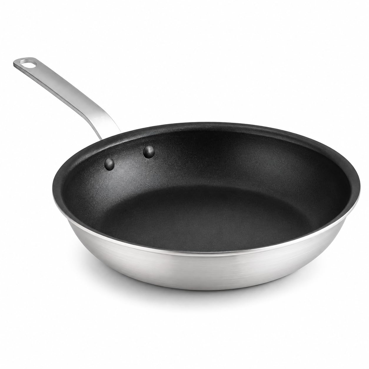 Glownary A3000 Series 12-Inch Aluminum Fry Pan with Eclipse Non-Stick Coating, Silver, Commercial Grade, Riveted Plated Handle, NSF Listed