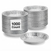 Glownary 9 Inch x 1 Inch Medium Depth Aluminum Foil Pie Pan, Silver, Round, Standard Duty, Freezer and Oven Safe, 1000 per Case