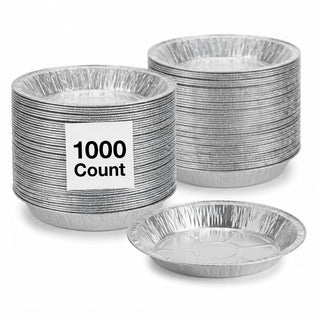 Glownary 9 Inch x 1 Inch Medium Depth Aluminum Foil Pie Pan, Silver, Round, Standard Duty, Freezer and Oven Safe, 1000 per Case