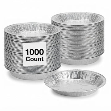 Glownary 9 Inch x 1 Inch Medium Depth Aluminum Foil Pie Pan, Silver, Round, Standard Duty, Freezer and Oven Safe, 1000 per Case