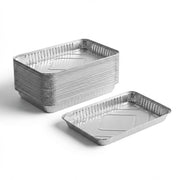 Glownary Aluminum Foil Quarter Sheet Cake Pan, Silver, 12.75 x 8.875 x 1.25 Inches, Rectangle, Standard Duty, Disposable, 100 per Case