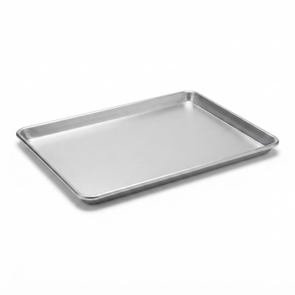 Heavy-Duty Aluminum Sheet Pan, 18 x 26 Inch, Wire-Reinforced Rim, 16 Gauge, Full Size Bun Pan for Commercial Baking