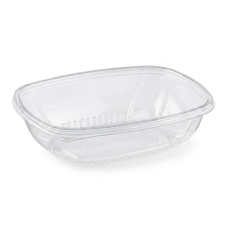 Glownary Square Serving Bowl, 48 oz Clear PET Plastic, 9x9x2.25 Inches, Stackable, BPA Free, Cold Food Use, 150 per Case