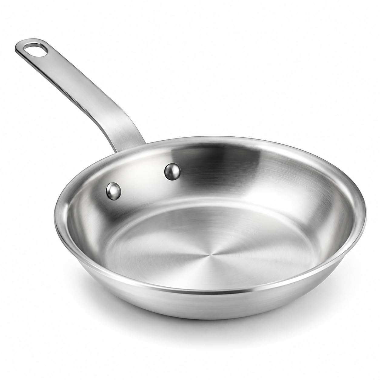 Glownary A3000 Series 7-Inch Aluminum Fry Pan, Silver, Natural Coating, Plated Handle, Commercial Grade, NSF Listed, Impact-Resistant, 13.7x7.5 Inches