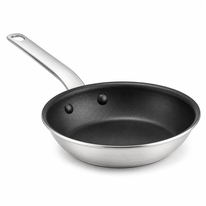 Glownary A3000 Series 7-Inch Aluminum Fry Pan, Silver, Non-Stick Eclipse Coating, Plated Handle, Commercial Grade, NSF Listed, 13.7x7.5 Inches