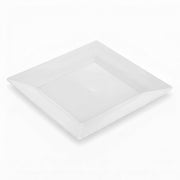 Glownary Square Plastic Dinner Plate, 10 Inch, White, BPA Free, Wide Rim, for Events and Weddings, 10 Count Sample Pack