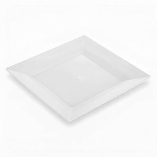 Glownary Square Plastic Dinner Plate, 10 Inch, White, BPA Free, Wide Rim, for Events and Weddings, 10 Count Sample Pack