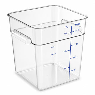 Glownary 18 Qt. Square Polycarbonate Food Storage Container, Clear with Blue Graduations, NSF Listed, Made in USA, 11.1x11.1x12.6 Inches