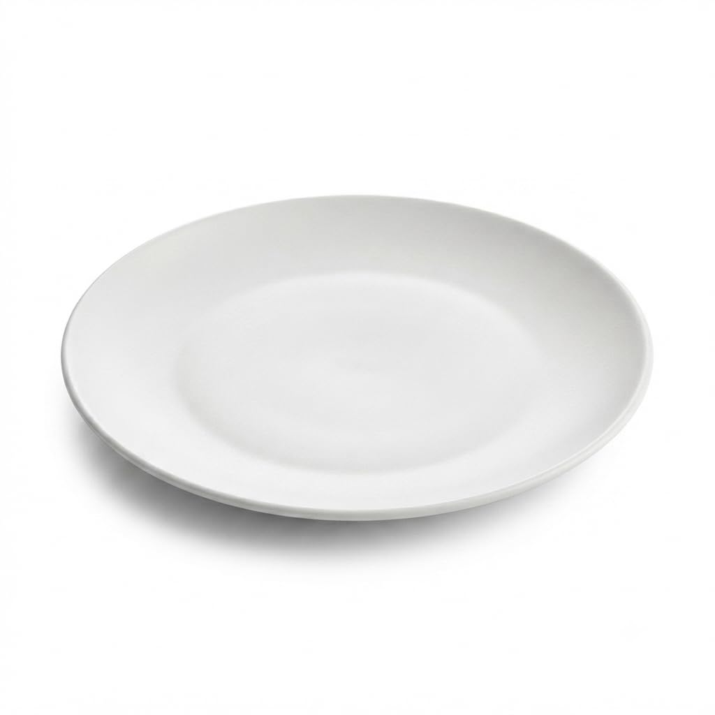 Glownary Coupe White Round Plastic Dinner Plates, 10 Inch, BPA Free, Disposable, for Events and Weddings, 12 Count