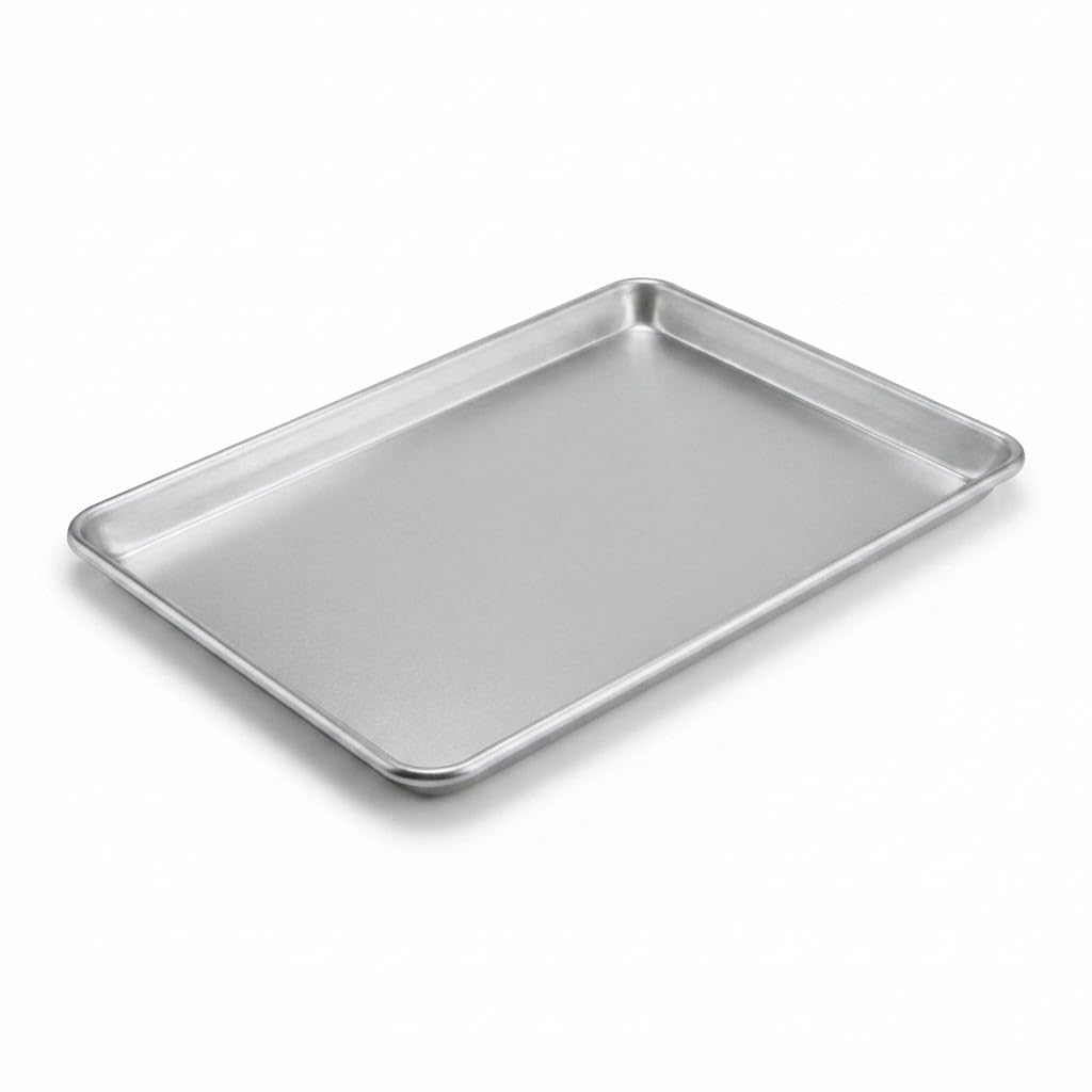Commercial Full Size Aluminum Sheet Pan, 18 x 26 Inch, Heavy Duty 16 Gauge Wire Rim, Stackable Design for Baking and Broiling