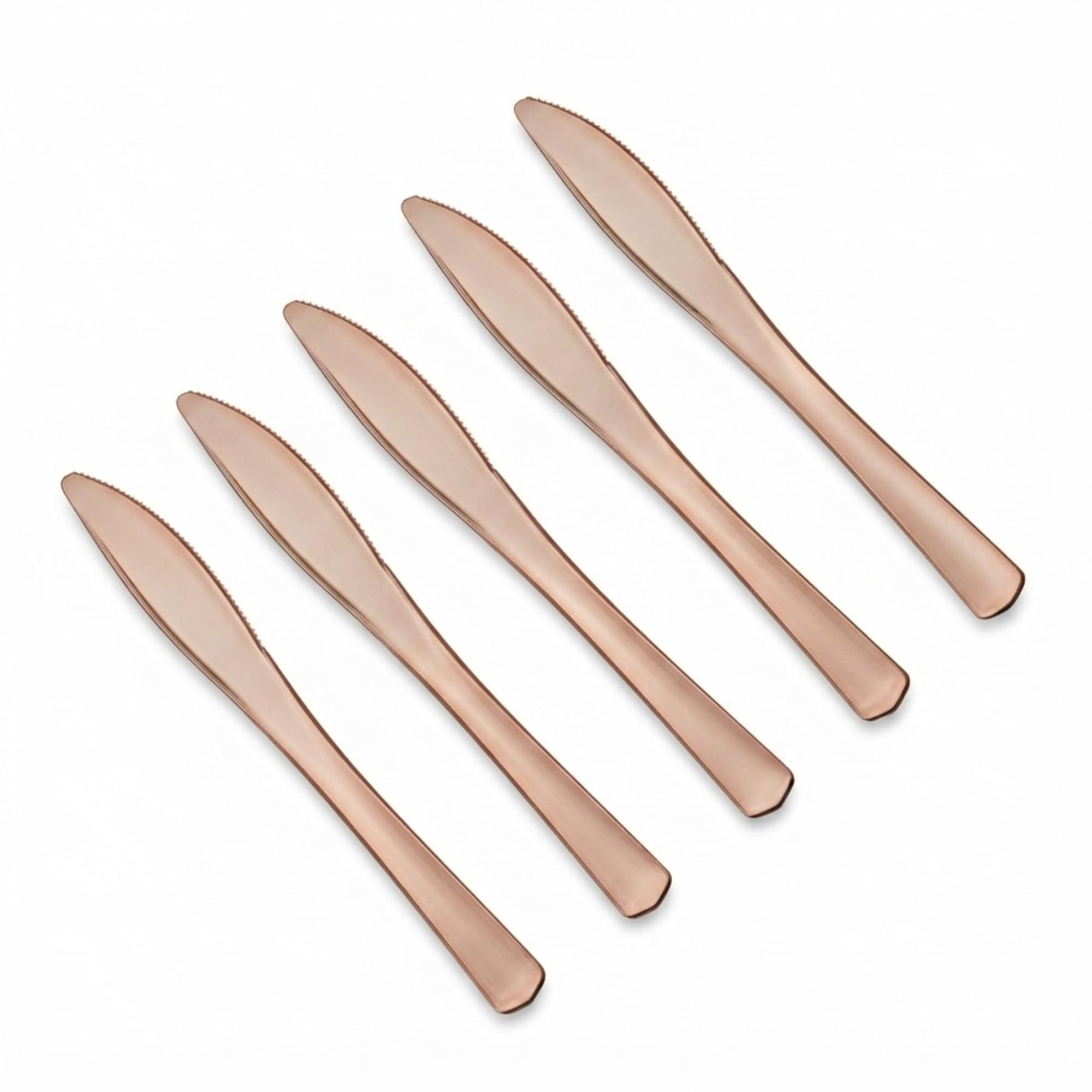 Glownary Classic Heavy Weight Plastic Knife, Rose Gold, 7 3/4 Inches, Disposable Flatware for Weddings and Events, 400 per Case