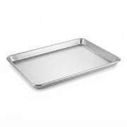 Heavy-Duty Aluminum Half Size Sheet Pan, 13 x 18 Inch, Silver Wire-Rim Bun Pan, 16 Gauge Commercial Grade for Baking and Broiling
