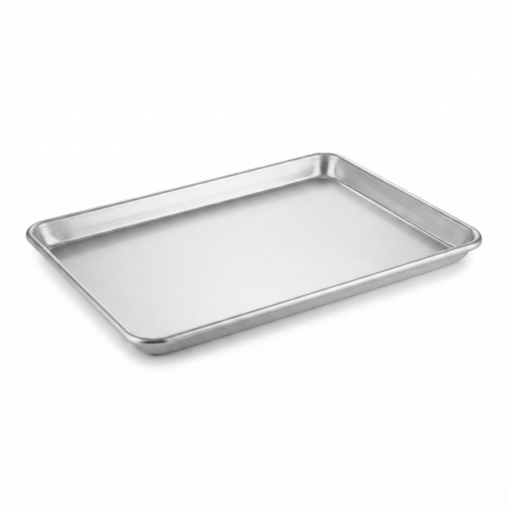 Heavy-Duty Aluminum Half Size Sheet Pan, 13 x 18 Inch, Silver Wire-Rim Bun Pan, 16 Gauge Commercial Grade for Baking and Broiling