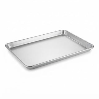 Heavy-Duty Aluminum Half Size Sheet Pan, 13 x 18 Inch, Silver Wire-Rim Bun Pan, 16 Gauge Commercial Grade for Baking and Broiling