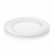 Glownary Wave Clear Plastic Dinner Plates, 10 Inch Round, Polystyrene, BPA Free, Disposable, Scalloped Edge, 18 Count, for Weddings and Events