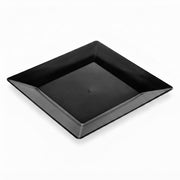 Glownary Square Black Plastic Dinner Plates, 10 Inch, BPA Free, Wide Rim, Recyclable Polystyrene, for Events and Weddings, 10 Count