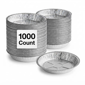 Glownary Disposable Aluminum Foil Pie Pans, 9 Inch x 1.25 Inch Extra Deep, Silver, Round with Curl Rim, 500 Count Case