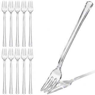 Glownary Clear Plastic Tasting Fork, 6 Inch, Heavy Weight, 3-Tine Design, BPA Free, Recyclable, 400 per Box