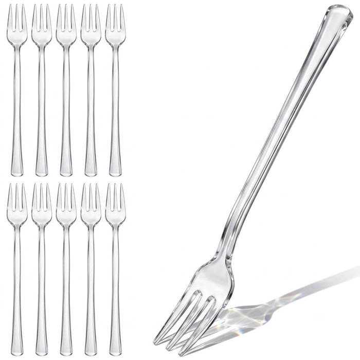 Glownary Clear Plastic Tasting Fork, 6 Inch, Heavy Weight, 3-Tine Design, BPA Free, Recyclable, 400 per Box