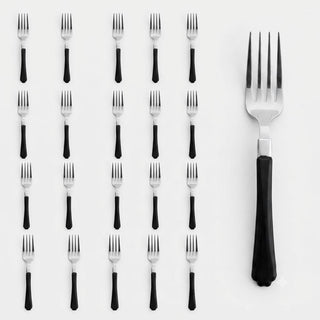 Glownary Empire Heavy Weight Plastic Fork, 7 Inch, Black Handle, 20 Pack, Disposable Silverware for Parties and Events
