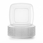 Glownary Square Plastic Dinner Plates, Clear, 10 Inch, BPA Free, Coupe Style, Disposable, for Events and Weddings, 120 Count