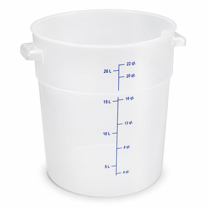 Glownary 22 Qt Round Food Storage Container, Translucent Polypropylene, Stackable with Handles, NSF Listed, BPA Free, 14.9 Inch Height