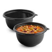 Glownary Black PET Plastic Round Serving Bowl, 16 oz, 5.5 Inch Diameter, Stackable, BPA Free, Cold Food Use, 50 Count Pack