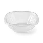 Glownary 12 oz Square Serving Bowl, Clear PET Plastic, 5.5 x 5.5 x 1.75 Inches, Stackable, BPA Free, Cold Food Use, 500 per Case