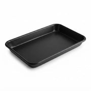 Eighth Size Non-Stick Aluminum Sheet Pan, Black, 19 Gauge Wire Rim, 6.5 x 9.5 Inch, Rectangle Bun Tray for Food Service